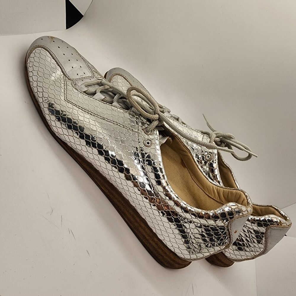 Shiny Silver Stuart Weitzman Tennies